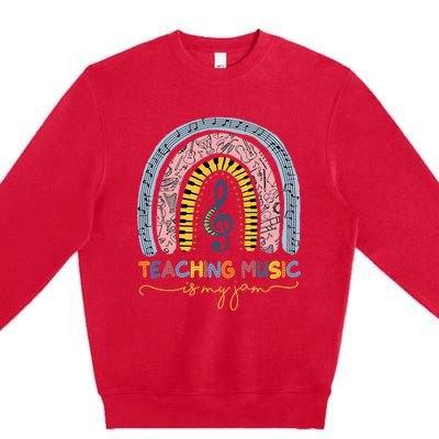 Musical Teacher Teaching Music Is My Jam Rainbow Premium Crewneck Sweatshirt