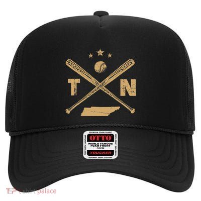 Map Tn Tennessee Baseball Bats Coach Hometown Pride High Crown Mesh Back Trucker Hat