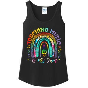 Musical Teacher Teaching Music Is My Jam Rainbow Tie Dye Ladies Essential Tank