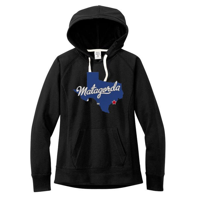 Matagorda Texas TX Map Women's Fleece Hoodie