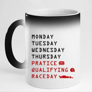 Monday Tuesday Thursday Practice Qualifying Race Day 11oz Black Color Changing Mug