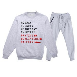 Monday Tuesday Thursday Practice Qualifying Race Day Premium Crewneck Sweatsuit Set