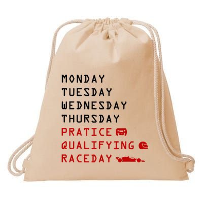 Monday Tuesday Thursday Practice Qualifying Race Day Drawstring Bag