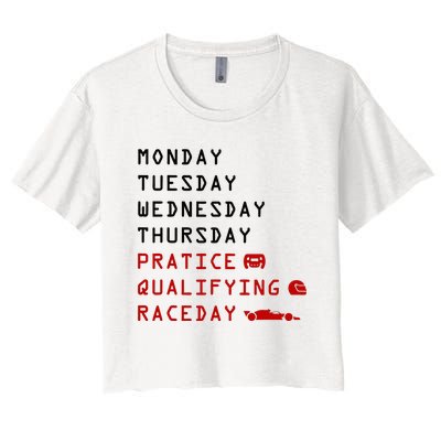 Monday Tuesday Thursday Practice Qualifying Race Day Women's Crop Top Tee