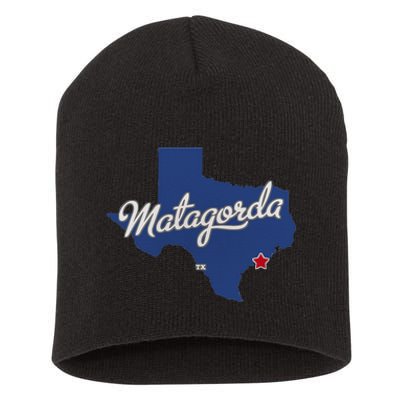 Matagorda Texas TX Map Short Acrylic Beanie