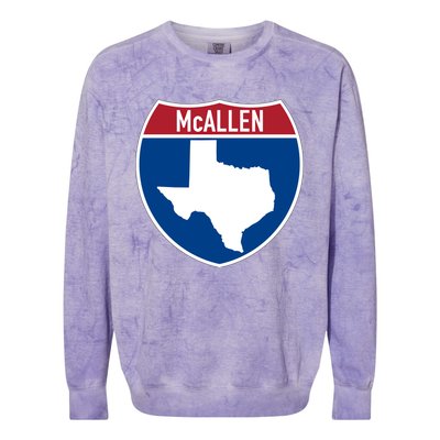 Mcallen Texas Tx Interstate Highway Vacation Souvenir Meaningful Gift Colorblast Crewneck Sweatshirt