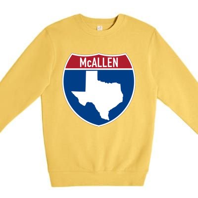 Mcallen Texas Tx Interstate Highway Vacation Souvenir Meaningful Gift Premium Crewneck Sweatshirt