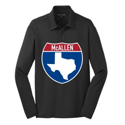 Mcallen Texas Tx Interstate Highway Vacation Souvenir Meaningful Gift Silk Touch Performance Long Sleeve Polo