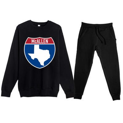 Mcallen Texas Tx Interstate Highway Vacation Souvenir Meaningful Gift Premium Crewneck Sweatsuit Set