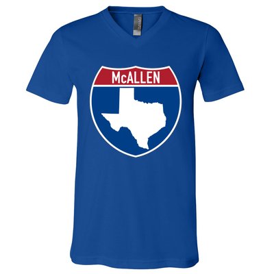 Mcallen Texas Tx Interstate Highway Vacation Souvenir Meaningful Gift V-Neck T-Shirt