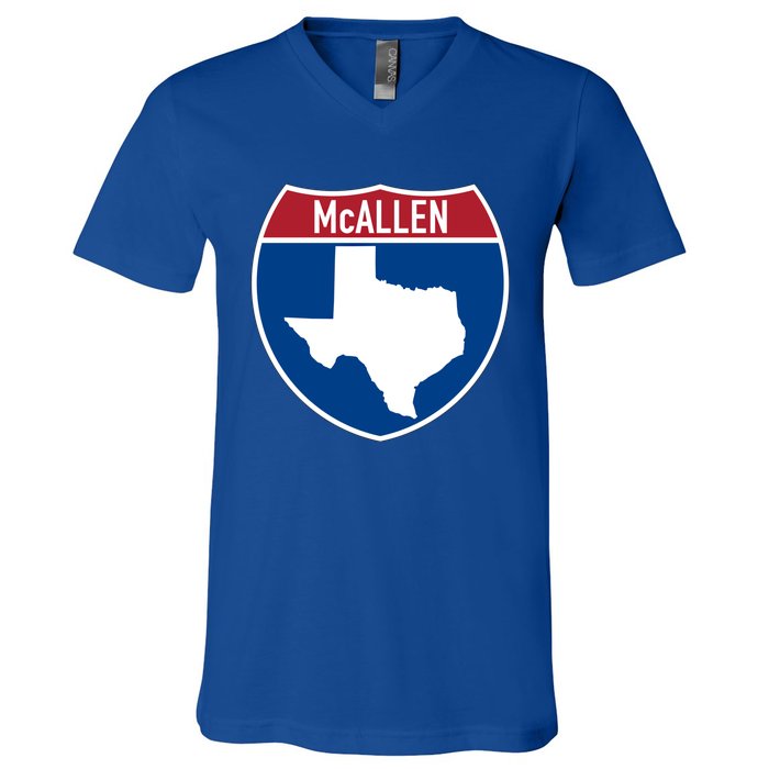 Mcallen Texas Tx Interstate Highway Vacation Souvenir Meaningful Gift V-Neck T-Shirt