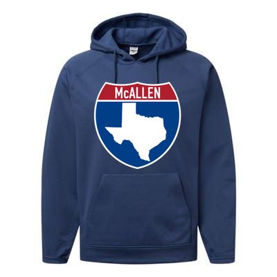 Mcallen Texas Tx Interstate Highway Vacation Souvenir Meaningful Gift Performance Fleece Hoodie