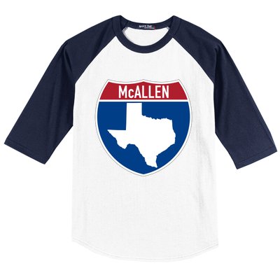 Mcallen Texas Tx Interstate Highway Vacation Souvenir Meaningful Gift Baseball Sleeve Shirt