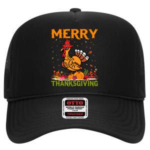 Merry Thanksgiving Turkey Fall Vibes Autumn Season Pumpkin Funny High Crown Mesh Back Trucker Hat