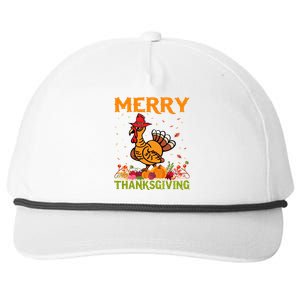 Merry Thanksgiving Turkey Fall Vibes Autumn Season Pumpkin Funny Snapback Five-Panel Rope Hat