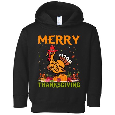 Merry Thanksgiving Turkey Fall Vibes Autumn Season Pumpkin Funny Toddler Hoodie