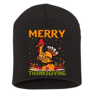 Merry Thanksgiving Turkey Fall Vibes Autumn Season Pumpkin Funny Short Acrylic Beanie