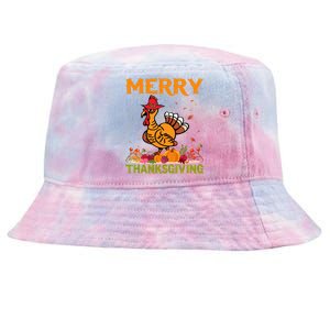 Merry Thanksgiving Turkey Fall Vibes Autumn Season Pumpkin Funny Tie-Dyed Bucket Hat