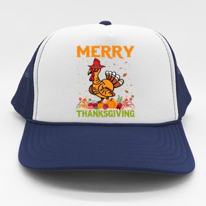 Merry Thanksgiving Turkey Fall Vibes Autumn Season Pumpkin Funny Trucker Hat