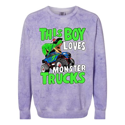 Monster Truck Toddler Boys This Boy Loves Monster Trucks Colorblast Crewneck Sweatshirt