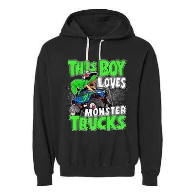 Monster Truck Toddler Boys This Boy Loves Monster Trucks Garment-Dyed Fleece Hoodie