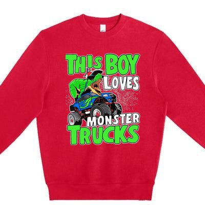 Monster Truck Toddler Boys This Boy Loves Monster Trucks Premium Crewneck Sweatshirt