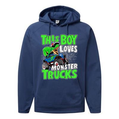 Monster Truck Toddler Boys This Boy Loves Monster Trucks Performance Fleece Hoodie