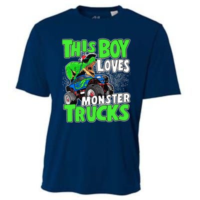 Monster Truck Toddler Boys This Boy Loves Monster Trucks Cooling Performance Crew T-Shirt