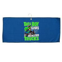 Monster Truck Toddler Boys This Boy Loves Monster Trucks Large Microfiber Waffle Golf Towel