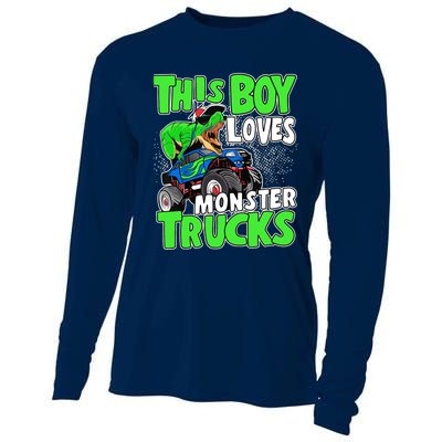 Monster Truck Toddler Boys This Boy Loves Monster Trucks Cooling Performance Long Sleeve Crew