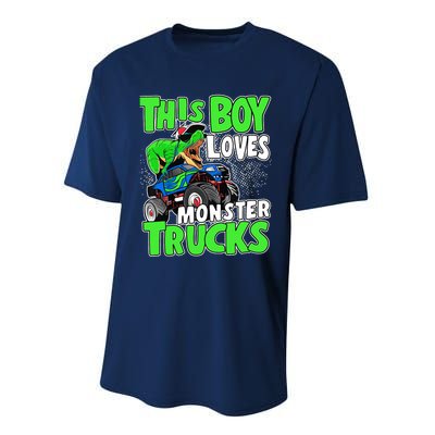 Monster Truck Toddler Boys This Boy Loves Monster Trucks Performance Sprint T-Shirt