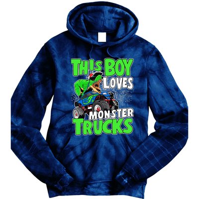 Monster Truck Toddler Boys This Boy Loves Monster Trucks Tie Dye Hoodie