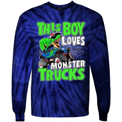 Monster Truck Toddler Boys This Boy Loves Monster Trucks Tie-Dye Long Sleeve Shirt