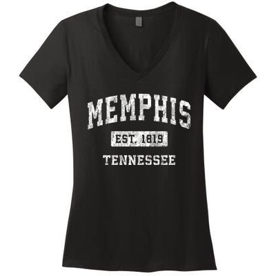 Memphis Tennessee Tn Vintage Established Sports Women's V-Neck T-Shirt