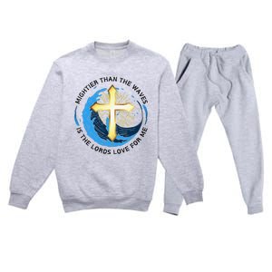 Mightier Than The Waves Of The Sea Is His Love Premium Crewneck Sweatsuit Set