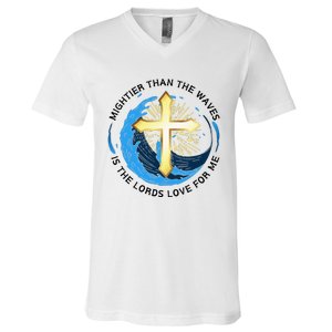 Mightier Than The Waves Of The Sea Is His Love V-Neck T-Shirt