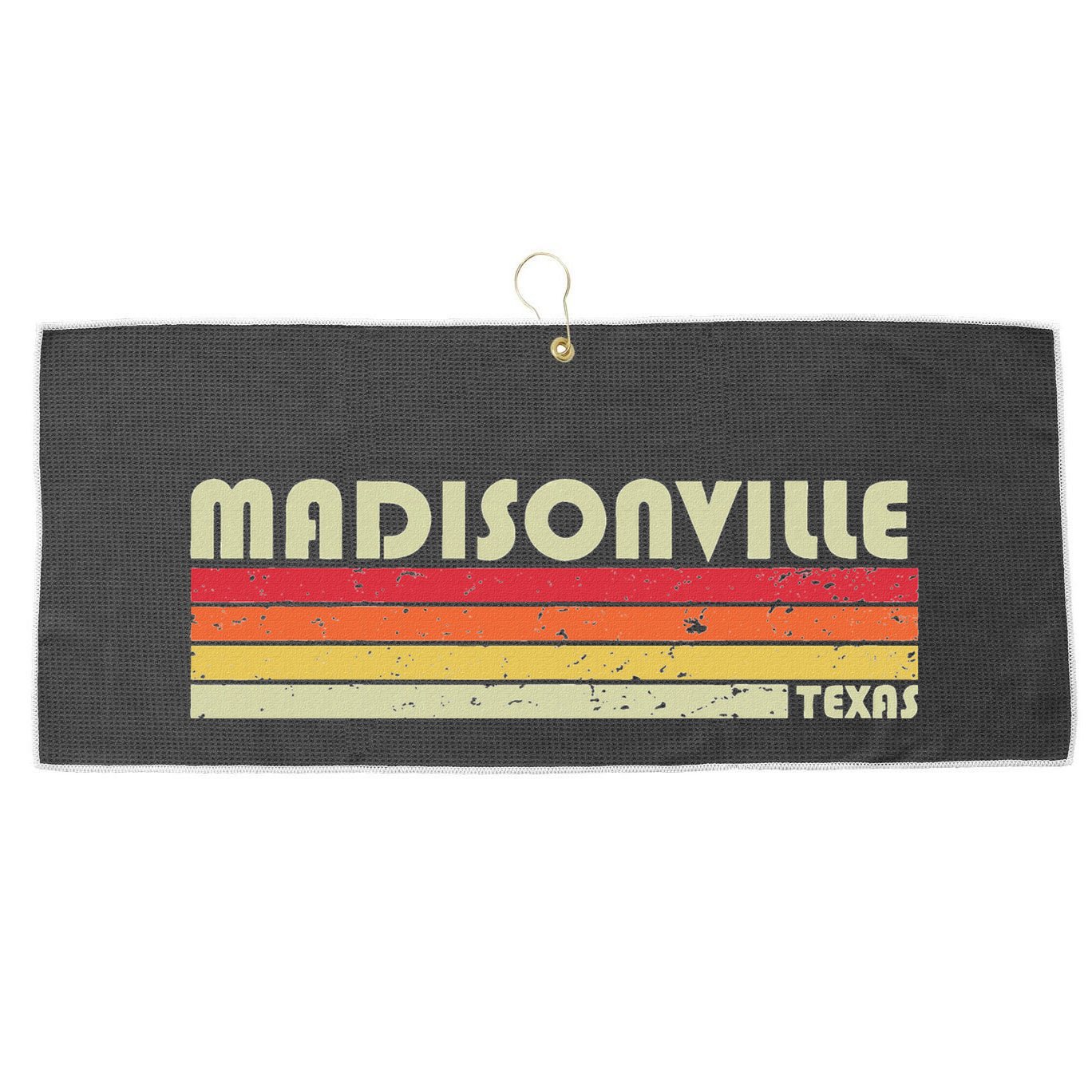 Madisonville Tx Texas Funny City Home Roots Gift Retro 80s Large Microfiber Waffle Golf Towel