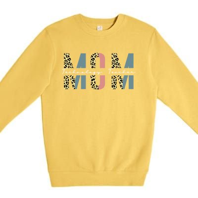 Mom Technology Teacher Leopard Mothers Day Teacher Gift Premium Crewneck Sweatshirt