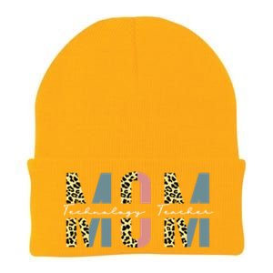 Mom Technology Teacher Leopard Mothers Day Teacher Gift Knit Cap Winter Beanie