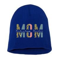 Mom Technology Teacher Leopard Mothers Day Teacher Gift Short Acrylic Beanie