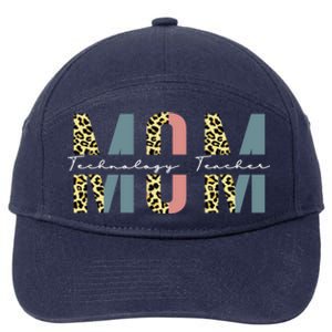 Mom Technology Teacher Leopard Mothers Day Teacher Gift 7-Panel Snapback Hat