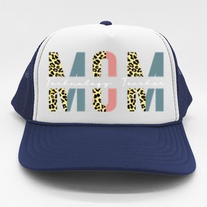 Mom Technology Teacher Leopard Mothers Day Teacher Gift Trucker Hat