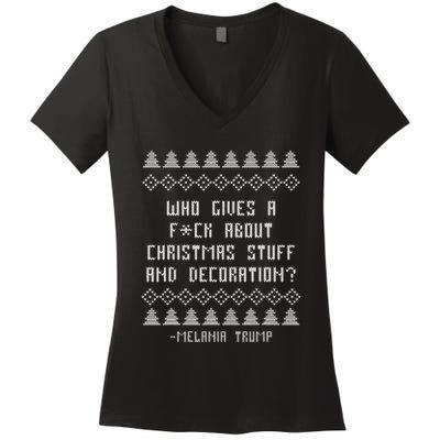 Melania Trump Tapes Anti Christmas Ugly Holiday Sweater Women's V-Neck T-Shirt