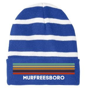 Murfreesboro Tennessee Tn Us Cities Of America Retro Cute Gift Striped Beanie with Solid Band