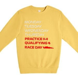 Monday Tuesday Thursday Practice Qualifying Race Day Premium Crewneck Sweatshirt