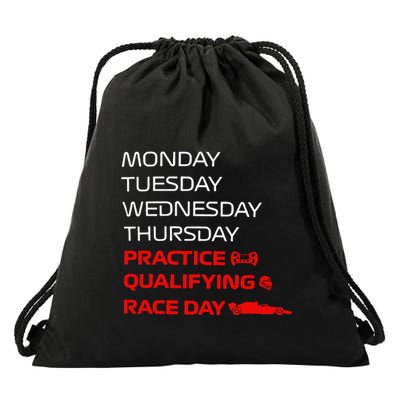 Monday Tuesday Thursday Practice Qualifying Race Day Drawstring Bag