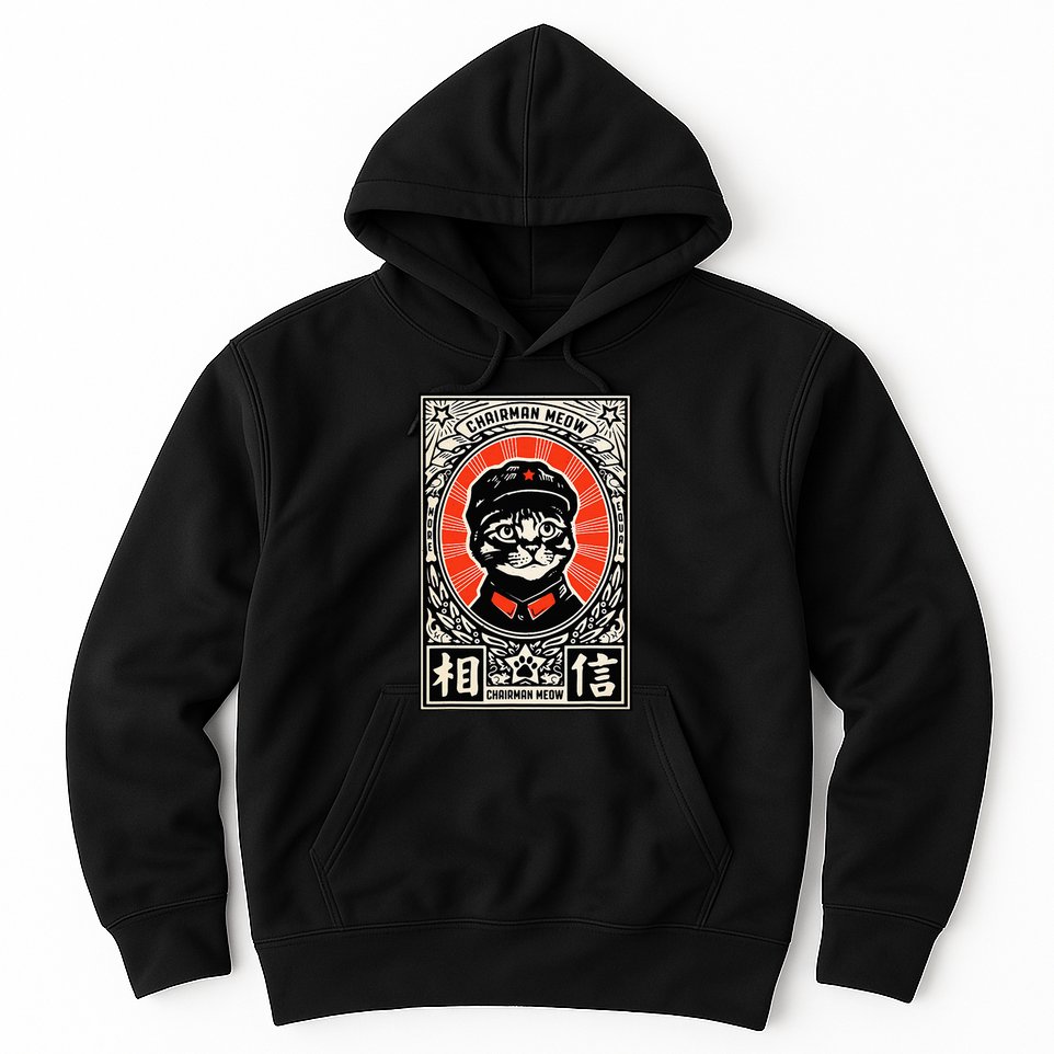 Meow Tse Tung Chinese Mao Zedong Chairman Kitten Meme Cat Hoodie