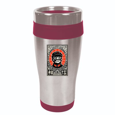 Meow Tse Tung Chinese Mao Zedong Chairman Kitten Meme Cat 16oz Travel Tumbler