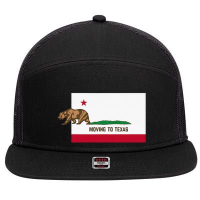 Moving To Texas Leaving California Funny Designed 7 Panel Mesh Trucker Snapback Hat