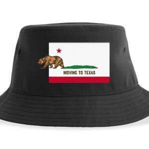 Moving To Texas Leaving California Funny Designed Sustainable Bucket Hat